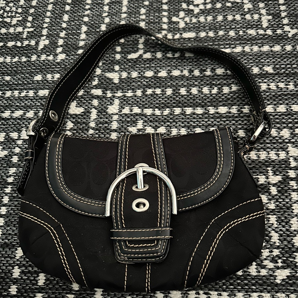 Coach Black Shoulder Bag with Silver Accents